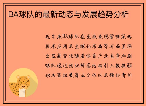 BA球队的最新动态与发展趋势分析