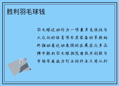 胜利羽毛球钱